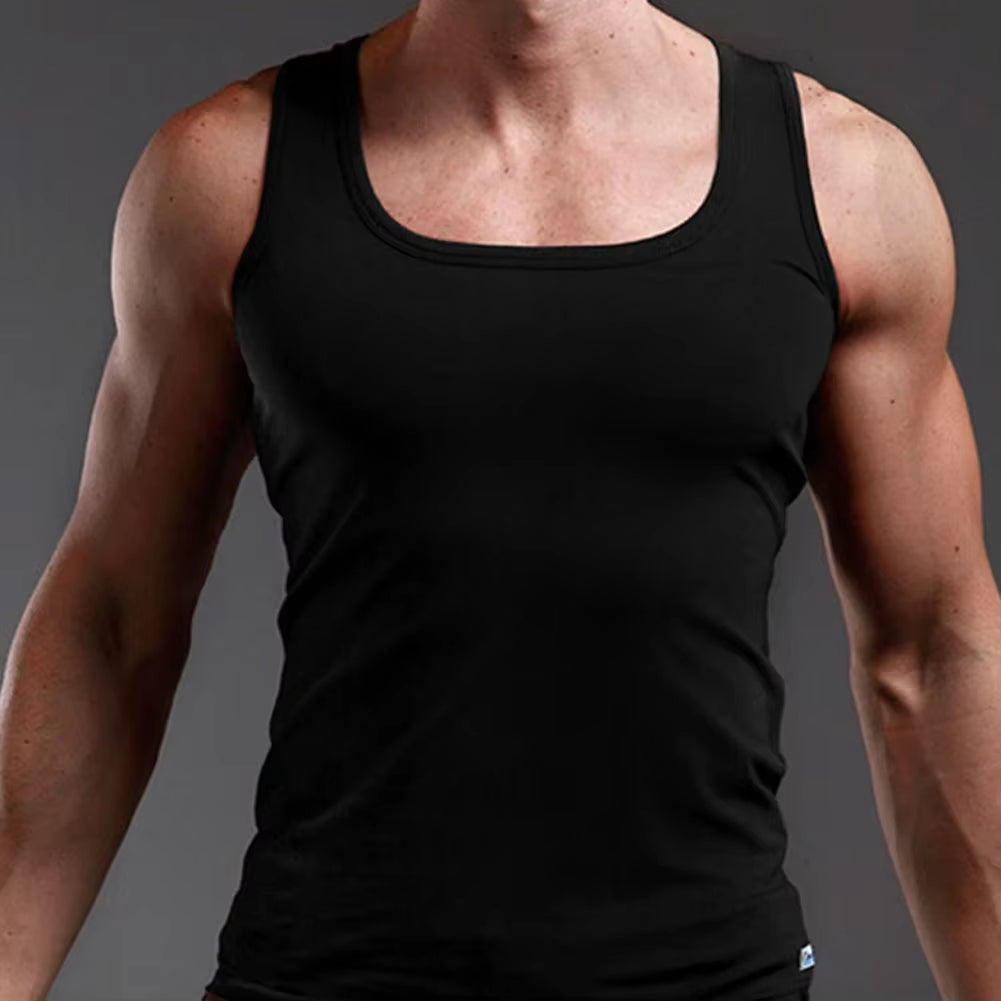 Men Muscle Vests Cotton Underwear Sleeveless Tank Top Solid Muscle Vest Undershirts O-Neck Gymclothing Bodybuilding Tank Tops