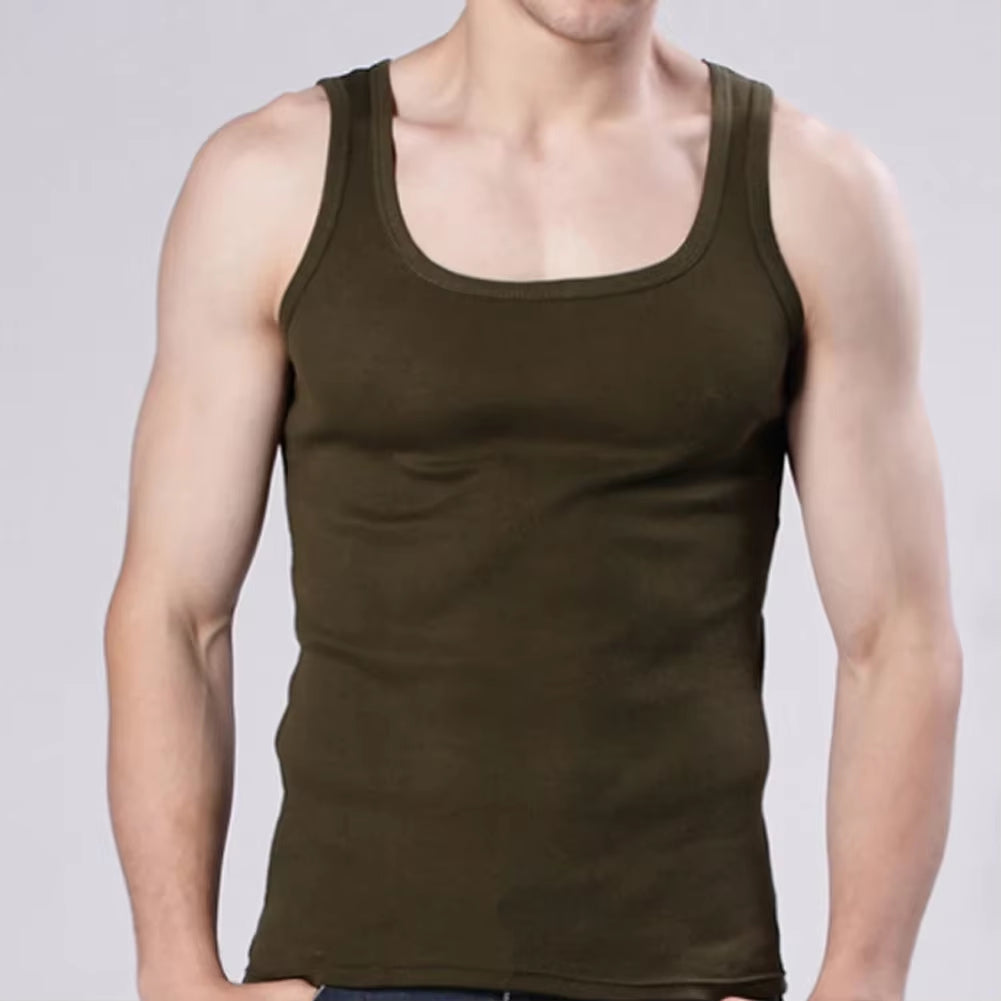 Men Muscle Vests Cotton Underwear Sleeveless Tank Top Solid Muscle Vest Undershirts O-Neck Gymclothing Bodybuilding Tank Tops